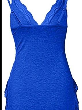 Cobalt Blue Lace-Trim Slip Dress